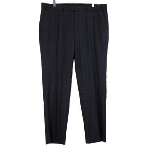 Ralph Lauren Black Label Mens Plaid Dress Pants Wool Blend Black Grey 38x30